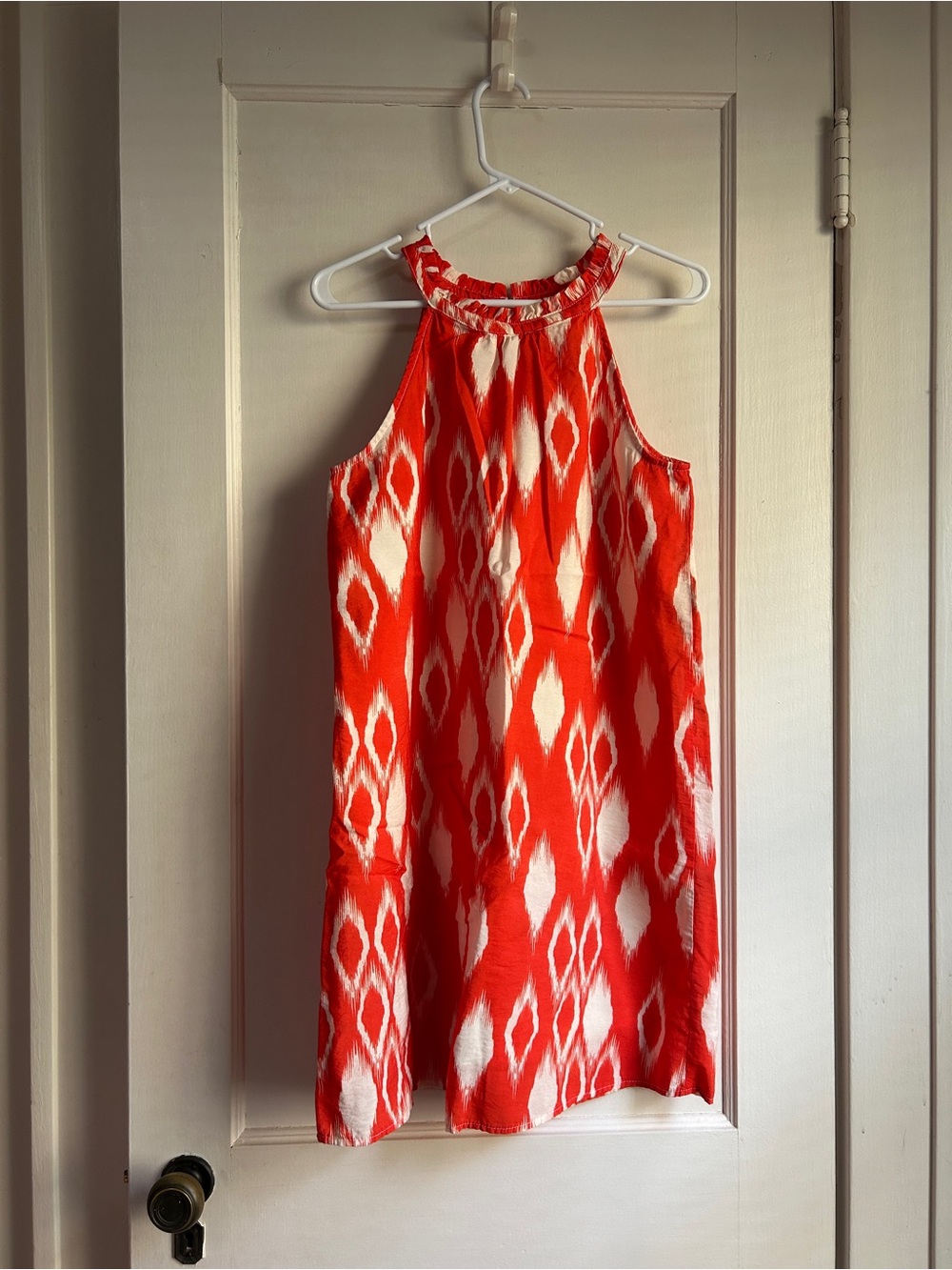 THML Bright Orange and White Halter Dress - Size Medium